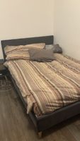 Bett grau mit Kopfteil inkl. Lattenrost und Matratze 