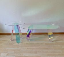2er Set irisierende Acryl Tische – Couch-/Beistelltisc