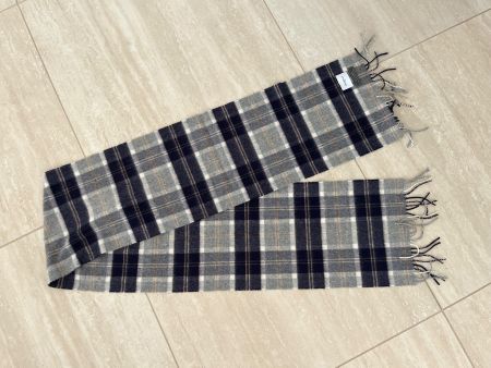 Archibald 100% Cashmere Tartan Scarf, Navy and Grey