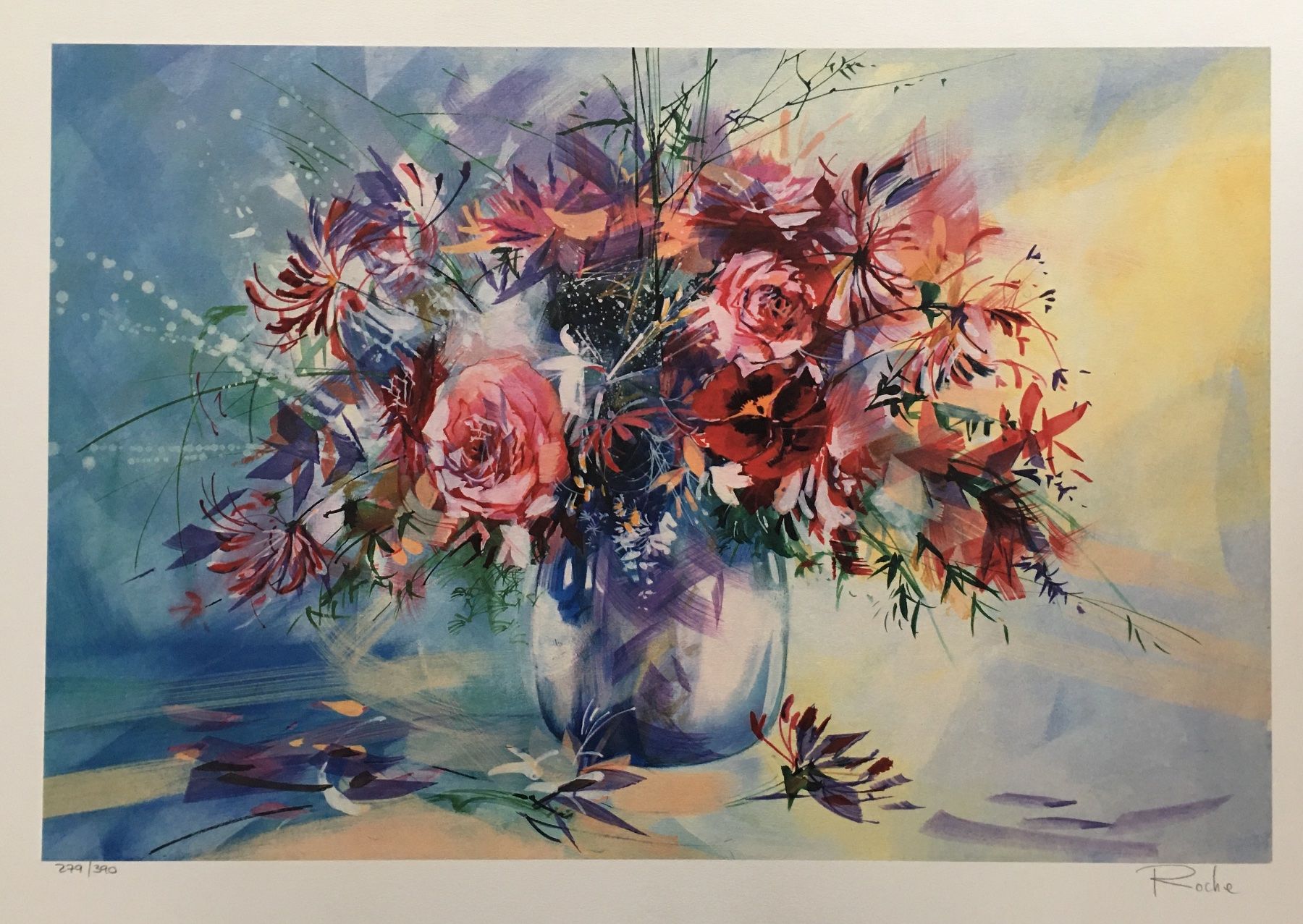 Grafica & Litografie: Roche  "Bouquet de Roses et Chèvrefeuille"  Farblithographie – Usato da Nennigkofen venduto da waltraub 2