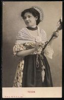 AK Tessinerin in Tracht mit Spindel