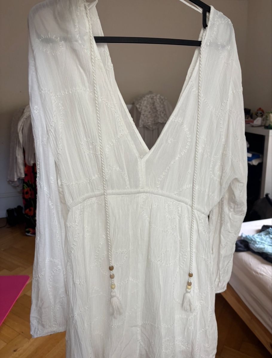 Pull&Bear Vestiti: Robe d'été blanche Pull&Bear style bohème chic – Nuovo (secondo la descrizione) da Vevey venduto da lau_c6mw 3