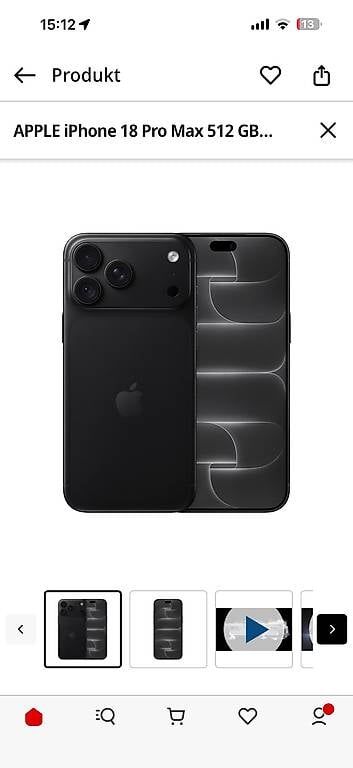 Portables: iPhone 18 Pro Max 512 mb schwarz  – Neuf avec emballage d'origine à Frauenfeld par dur_s2t7