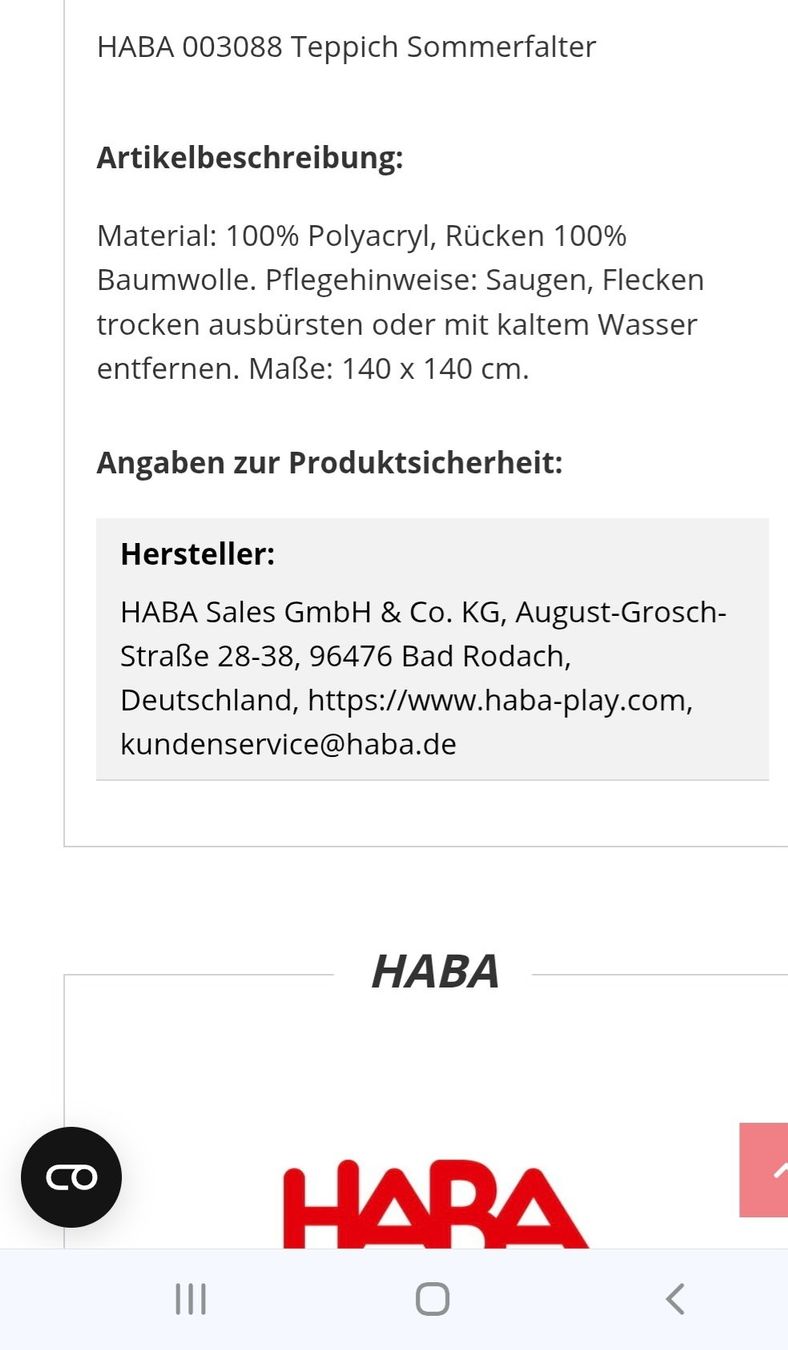 Haba Teppiche: Kinderteppich von Haba, Sommerfalter – Gebraucht aus Oftringen von papillon075 5