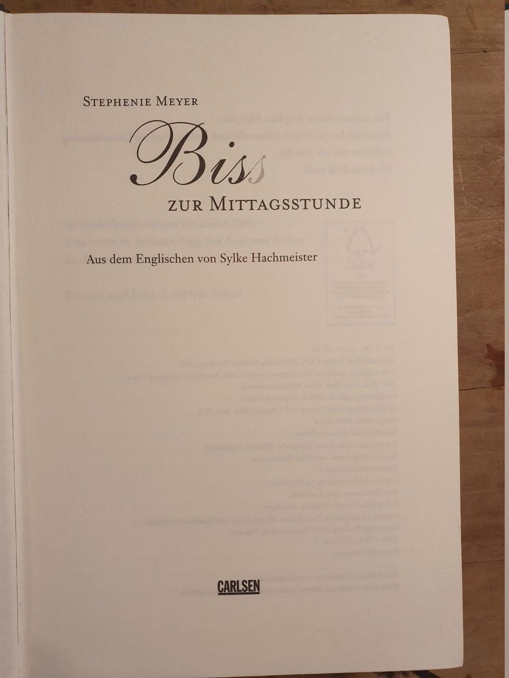 Libri: Biss zur Mittagsstunde Stepenie Meyer Carlsen – Usato da Zürich venduto da loosebone 1