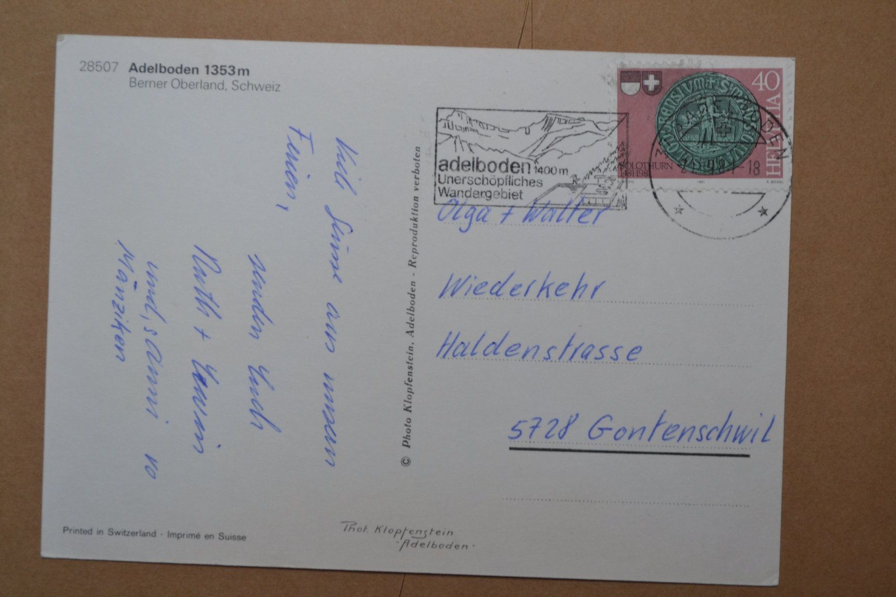 Cartoline postali: AK Adelboden BE – Usato da Beinwil am See venduto da kajak55 1