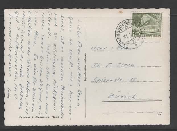 Cartoline postali: FLUMSERBERG, Abfahrt vom Prodkamm  1957  (L – Usato da Ruggell venduto da Masescha 1