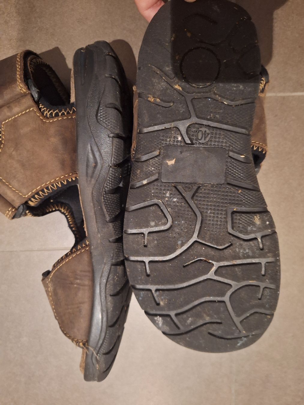 Chaussures hommes: Brown Leather Summer Sandals, Size 40 – D'occasion à Brugg AG par ahauserd 2