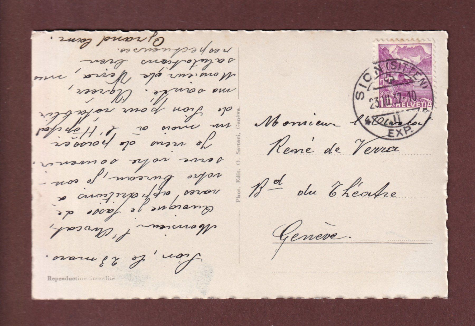 Cartoline postali: SION - Valère et Tourbillon - 1937 – Usato da Pully venduto da nicecards 1