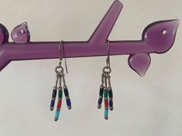 Vintage Navajo Silberohrringe bunte Perlen