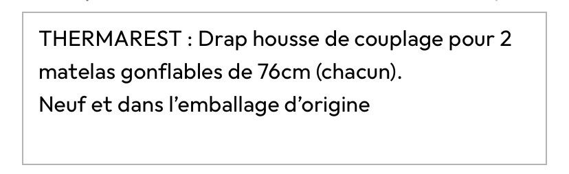 Thermarest Materassi: THERMAREST : drap housse de couplage – Nuovo e nell'imballaggio originale da Neuchâtel venduto da ann.tharin 4