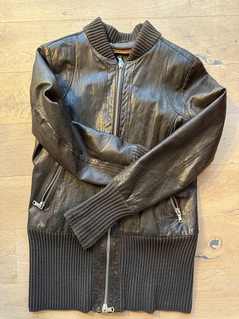 Corso Lederjacke Damen braun mit Strickbund 