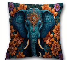 Kissenbezug Elefant Mandala Indien Exotik Bunt NEU