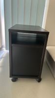 Petit meuble d'appoint noir sur roulettes – comme neuf