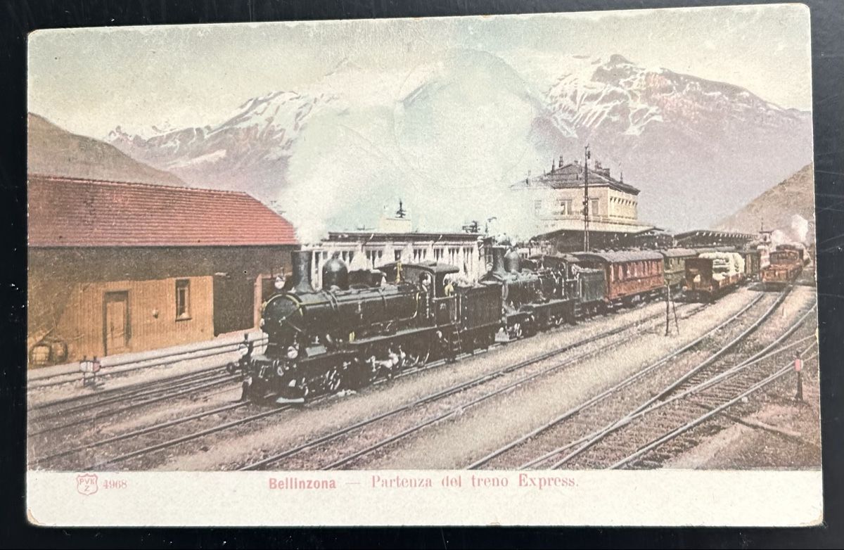 Ansichtskarten: Bellinzona mit Dampfzug  – Gebraucht aus Horw von Tellbub
