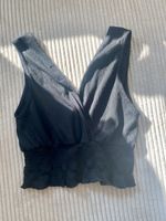 Bershka Crop Top Schwarz Oberteil Bluse Shirt Crossover S