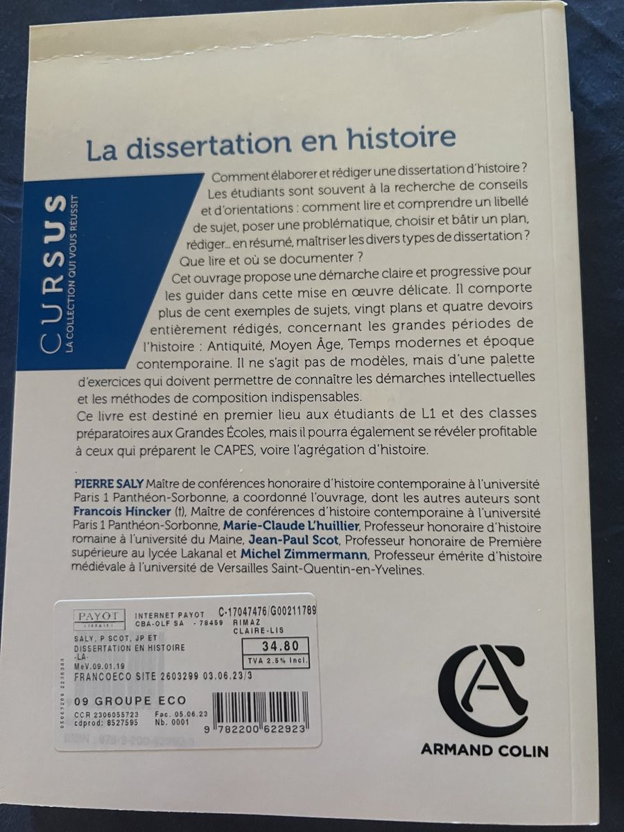 Libri: Neuf : la dissertation en histoire – Nuovo (secondo la descrizione) da Lugnorre venduto da cla_j6bq 1
