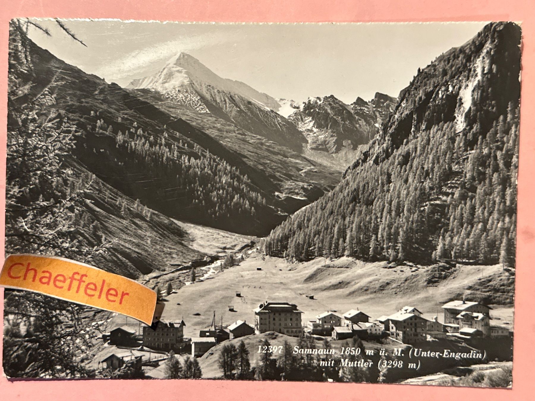 Cartoline postali: 1958 12397 Samnaun mit Muttler – Usato da Zürich venduto da Chaeffeler