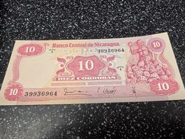Banknote 10 Cordobas Nicaragua 1979 Serie E 