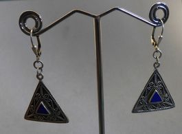 Ohrringe 925 Silber mit synthetischen Steinen um 1960
