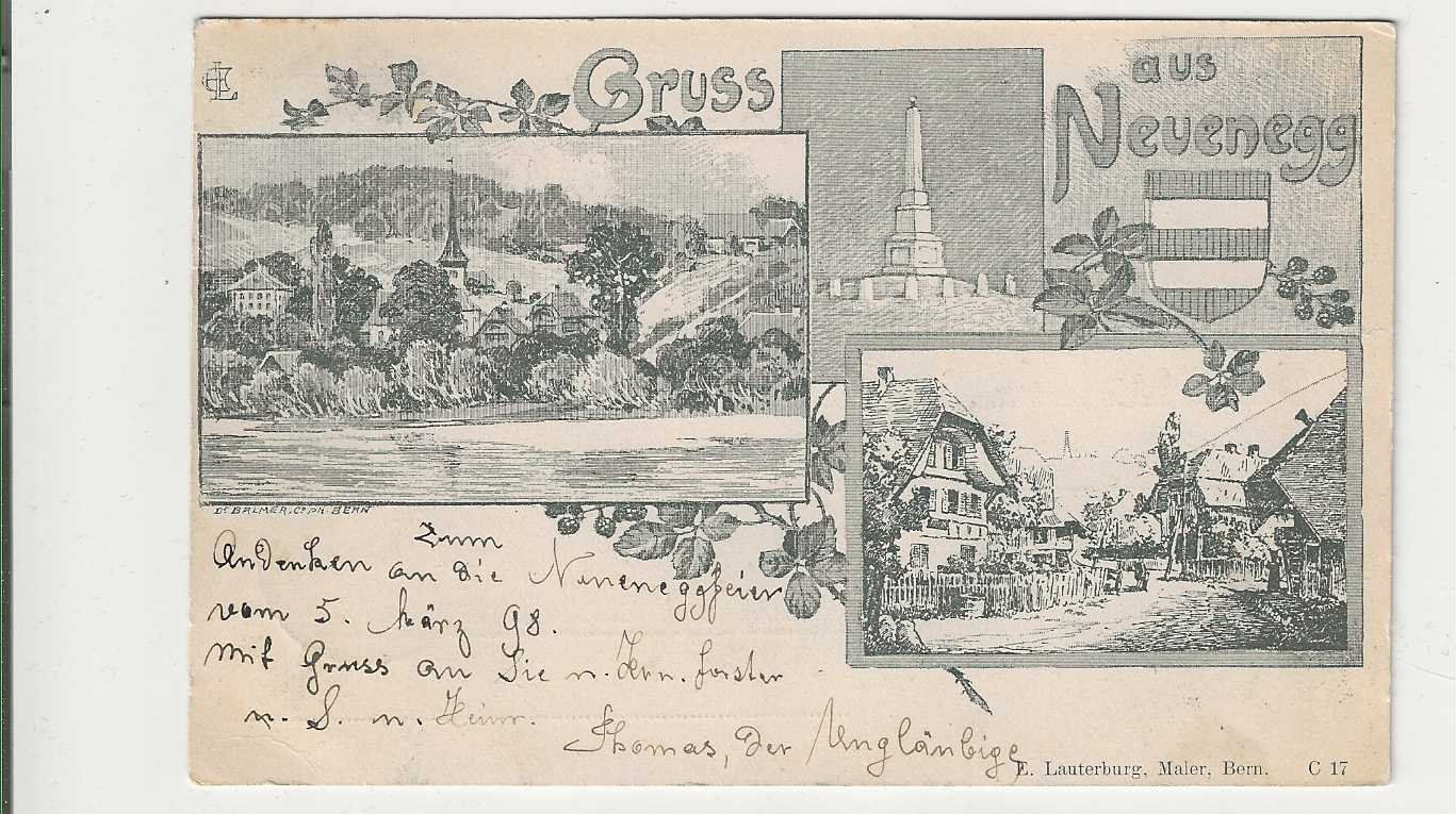 Cartoline postali: Neuenegg, Litho, 1898 – Usato da Spiez venduto da Niesen20