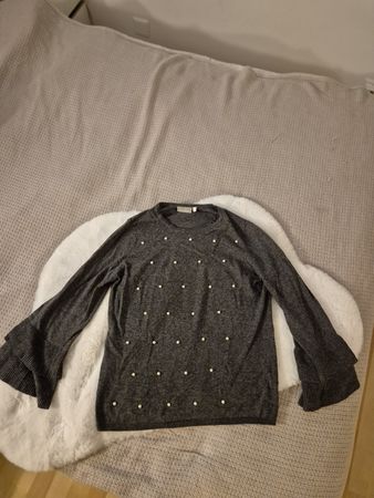 Canda Pullover, Gr. S, grau mit Perlen
