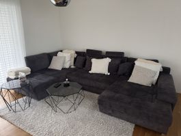 Grosses Sofa inkl. Bettfunktion und Stauraum, Antrazith
