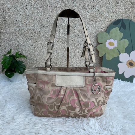 Coach Tasche monogram beige/pink gut erhalten 38x22cm