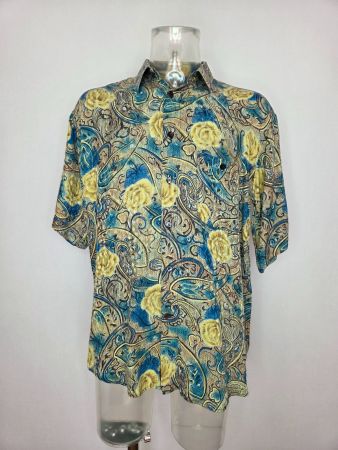 Vintage Seidenhemd Paisley Floral L 41/42