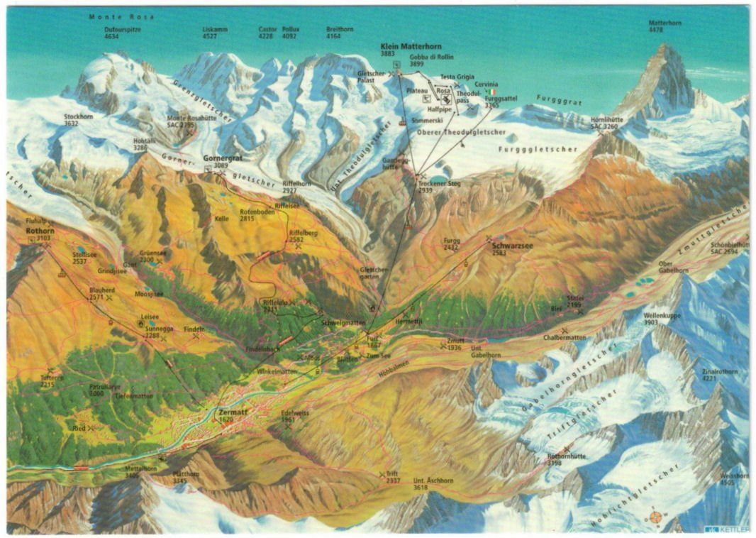 Cartoline postali: Zermatt - Panoramakarte Sommer – Usato da Binningen venduto da Mountainrider