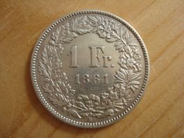 (P) 1 Franken 1861  UNZ-