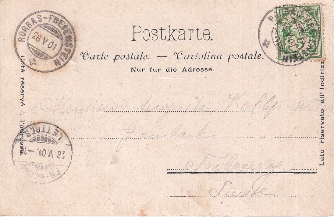 Cartoline postali: Rorbas-Freienstein   ZH        um 1901 – Usato da Brig venduto da Valcards54 1