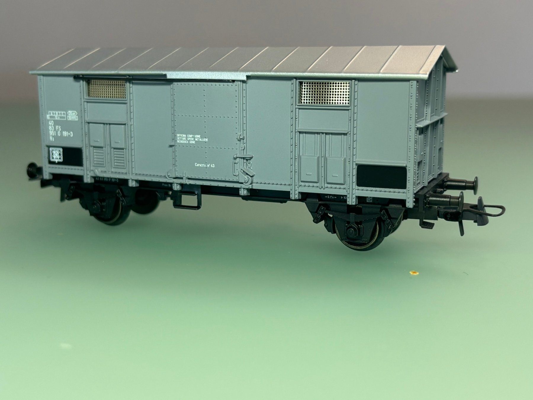 Märklin Modellini di ferrovie: FS  Va mit Spitzdach "Bauzug-Wagen" MÄRKLIN – Usato da SION venduto da Pef12 2