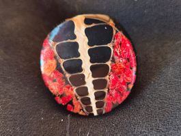 fossiler Mosaikstein-Ring mit Korallen, Gr. 18 M, Japan