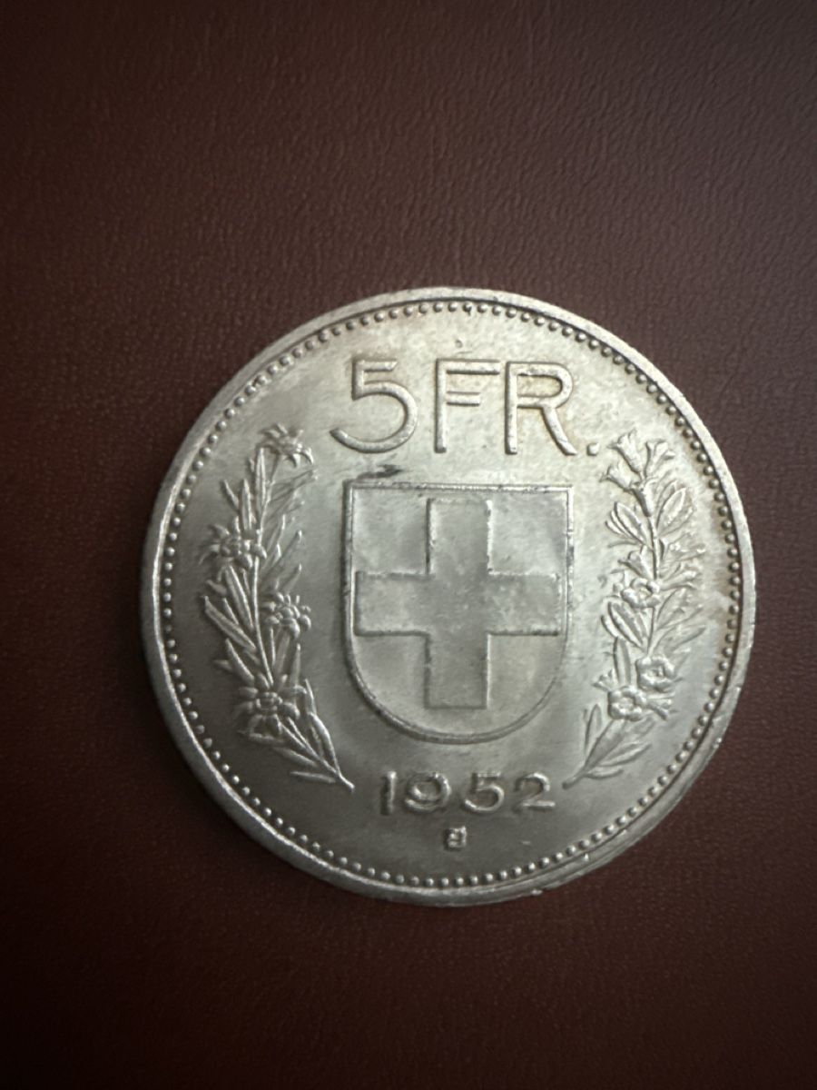 Alle Münzen: Pièce 5 Francs Suisse 1952  – Gebraucht aus Malters von Niky.c 1