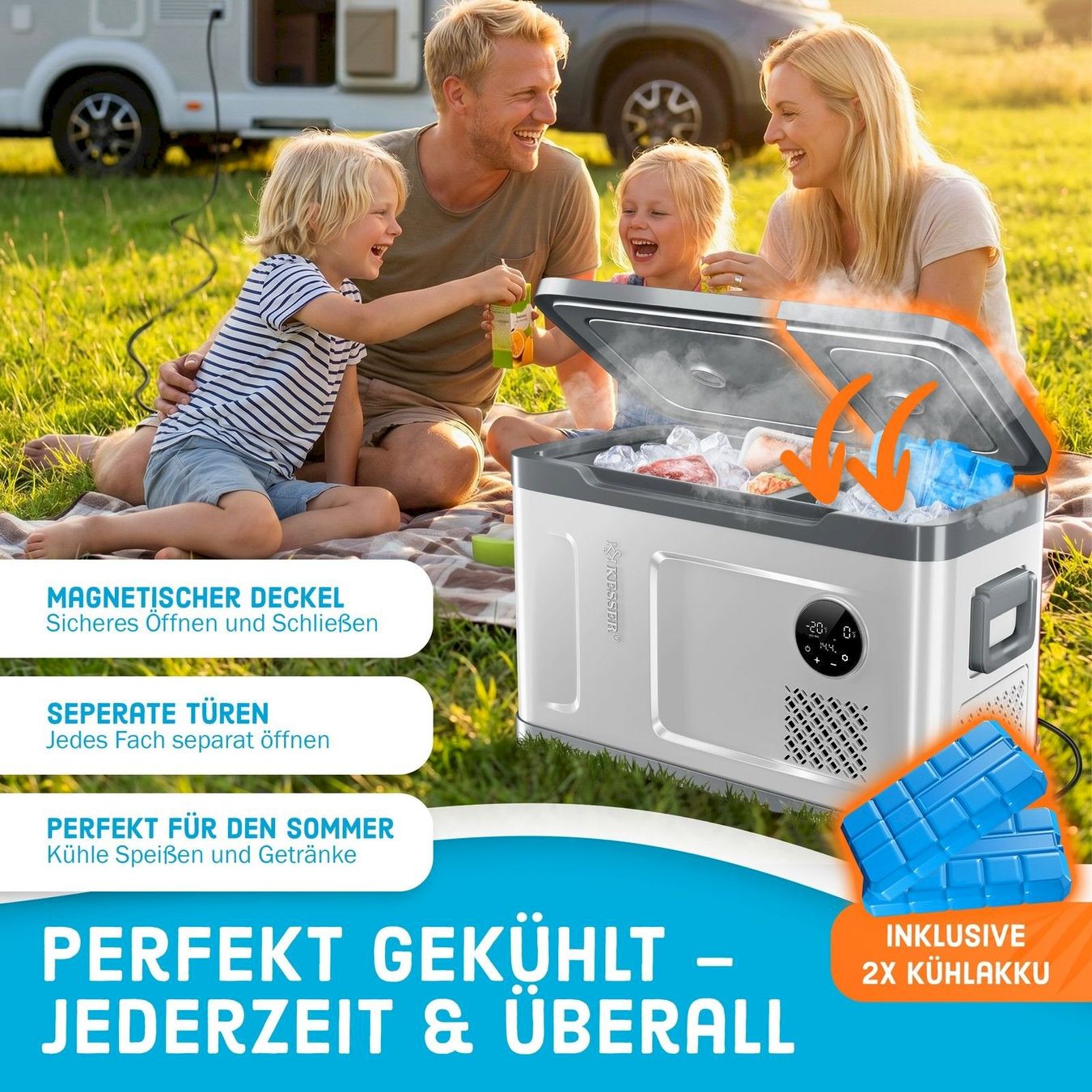 Cucinare, Mangiare & Bere: KESSER Kompressor Kühlbox 49L silber – Nuovo e nell'imballaggio originale da Bottighofen venduto da zaap 5
