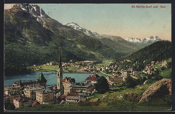 Ansichtskarten: St. Moritz-Dorf, Ortsansicht mit Bad aus – Gebraucht aus Berlin von bartko-reher