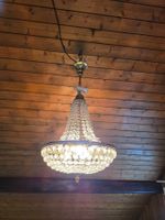 antiker Kronleuchter Decken Lampe Leuchte Kristall Glas
