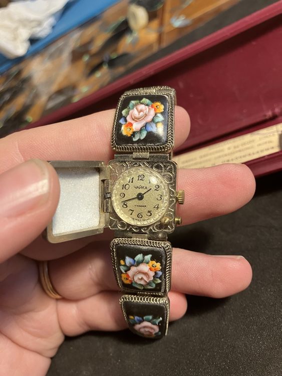 Montre-bague Vintage Chaika URSS - Plaquée Or, 17 Rubis, Mouvement Mécanique Manuel - Taille 57, Occasion