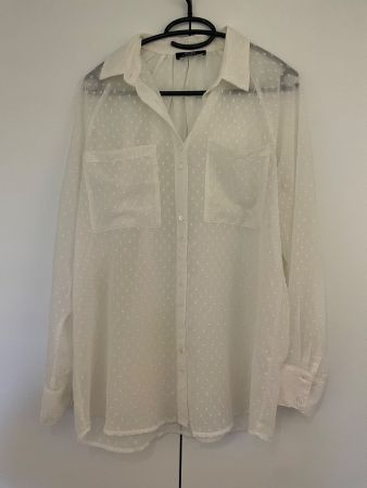 Bluse durchsichtig mit Punkten, Bershka, Grösse S