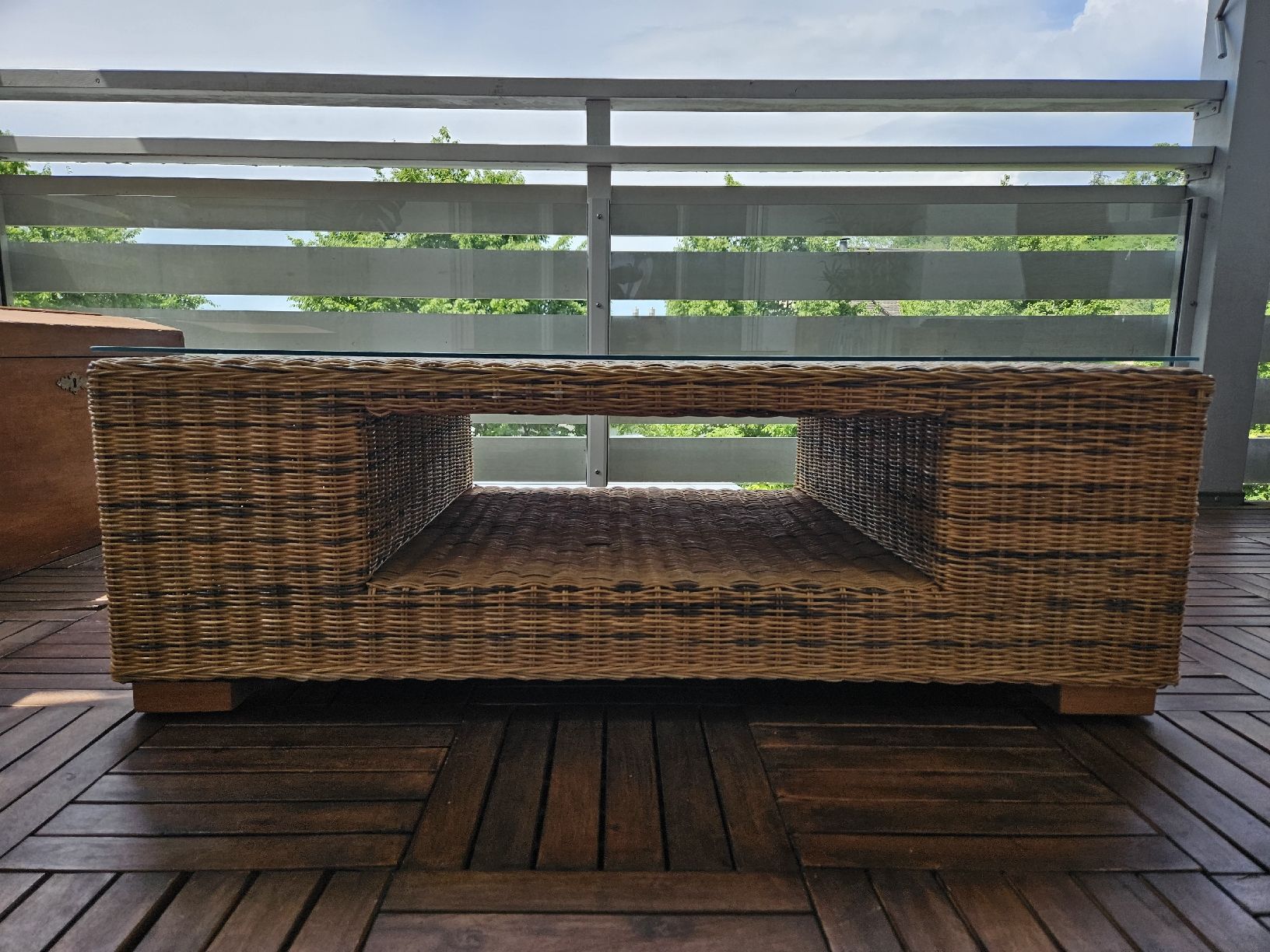 Tavoli: Rattan Couchtisch mit Glasplatte – Usato da Bettingen venduto da bebbels01