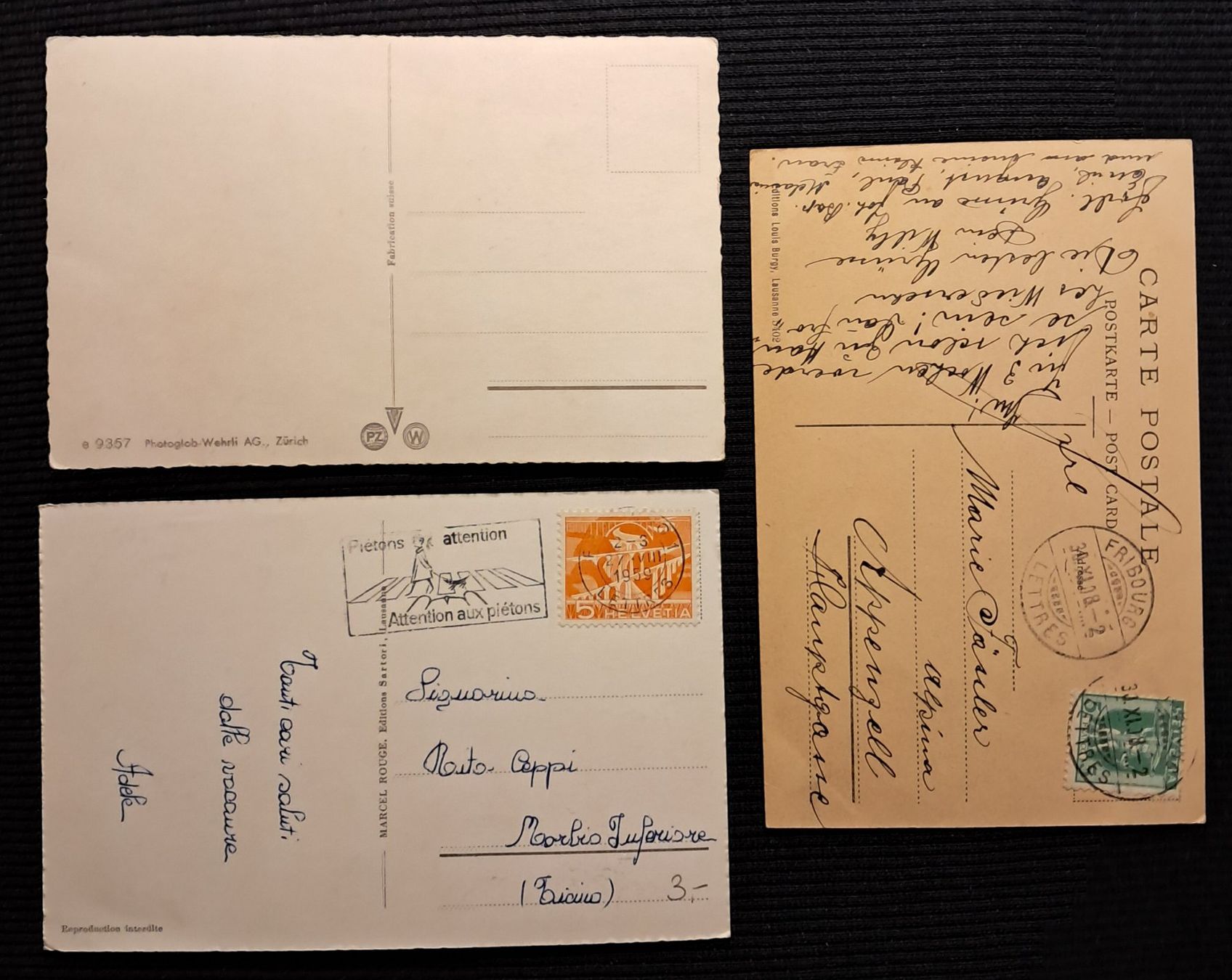Cartoline postali: 3 AK FRIBOURG AB 1908 – Usato da Ponto Valentino venduto da giorgia06 1