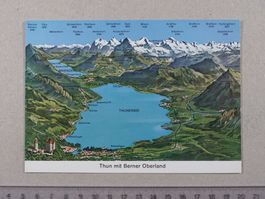 Thun, Thunersee, Vogelschaukarte, Scherzligen, Hilterfingen