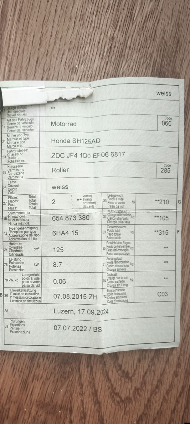 Honda Scooter: Honda SH 125 Top Zustand  – Usato da Wolhusen venduto da Brazzzo 3