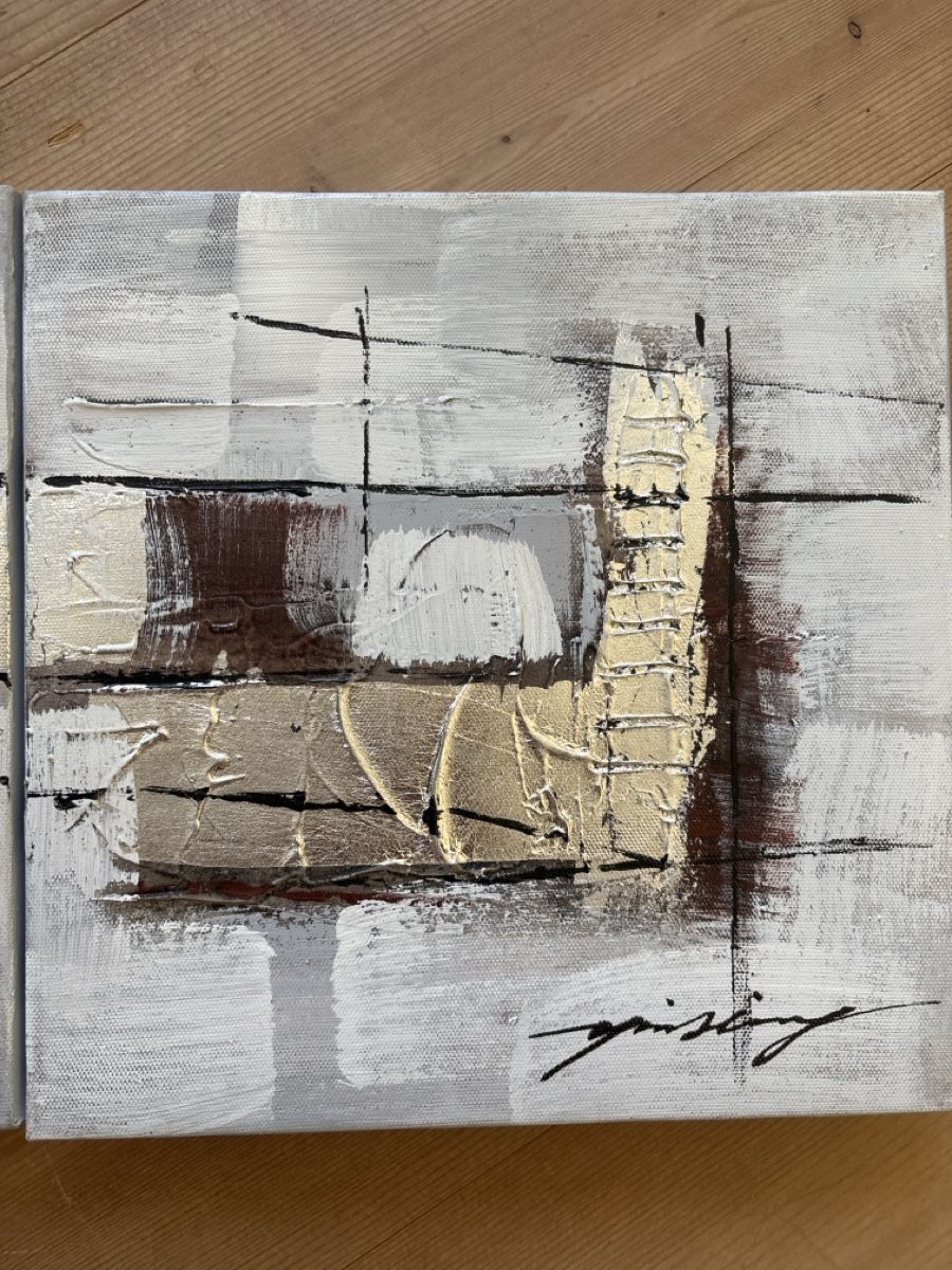 Peintures: Tableau triptyque abstrait gris doré bon état – D'occasion à Sion par tchana77 3