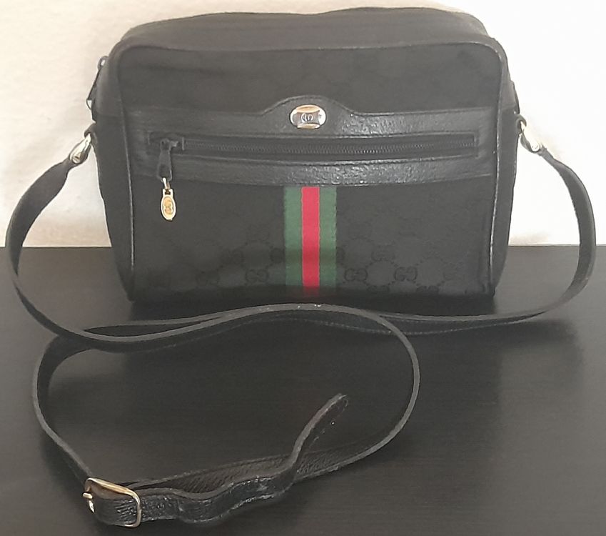 SAC GUCCI TOILE ANSE DORÉE FABRIC 90'S VINTAGE