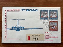 BOAC Zürich-Malawj First Flight 1966  gest. (E1574)