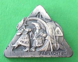 Basler Fasnachtsplakette Silber mit Nadel 1992