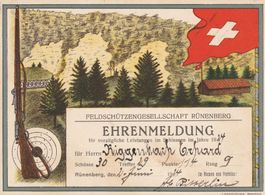 Ehrenmeldung Schützengesellschaft Rünenberg BL 1924