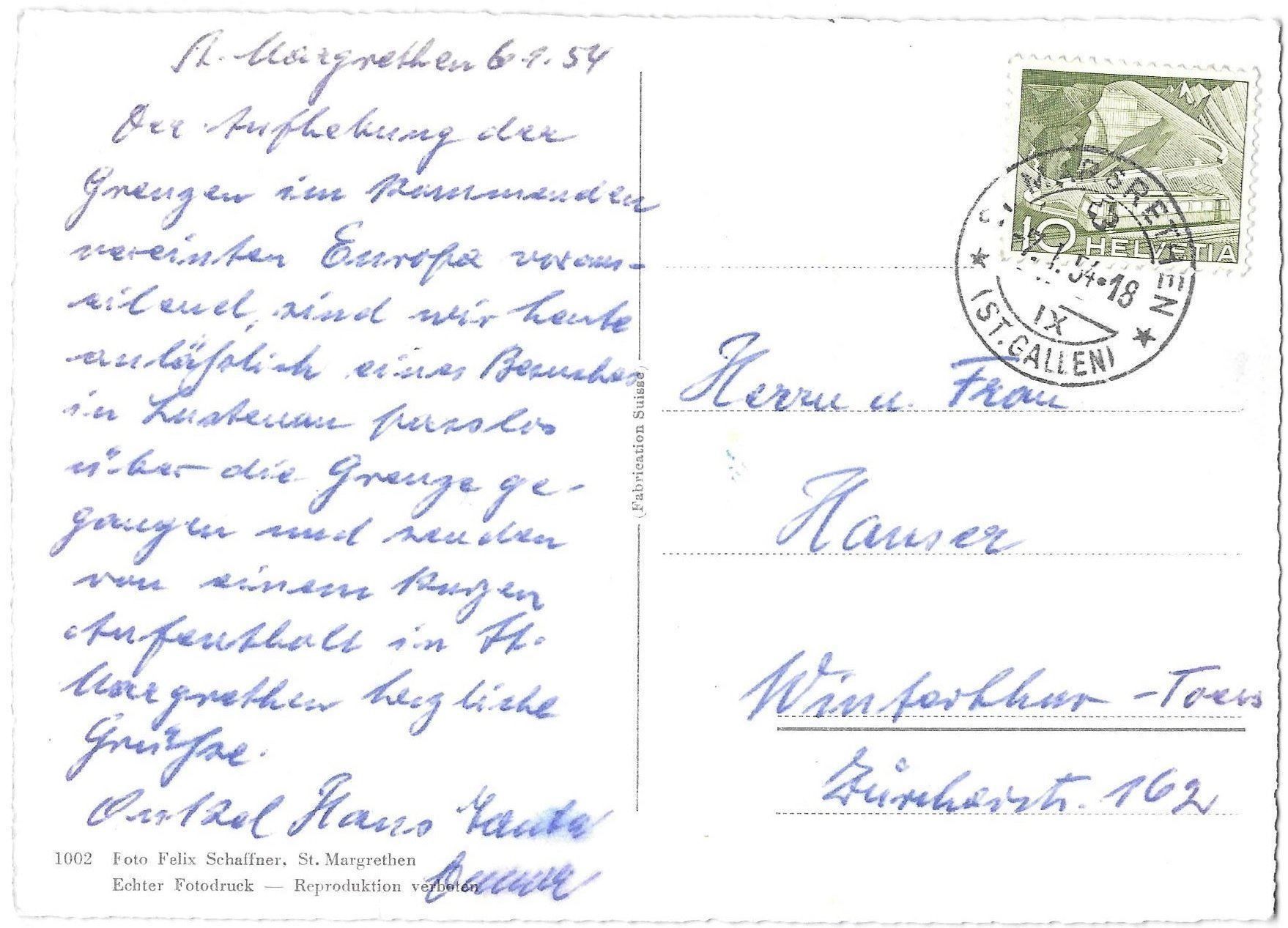 Cartoline postali: St. Margrethen Gesamtansicht – Usato da Olten venduto da clotaldi 1